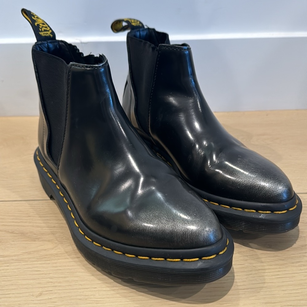Dr. Martens Bianca Black w/ Silver toe Ankle Boots
